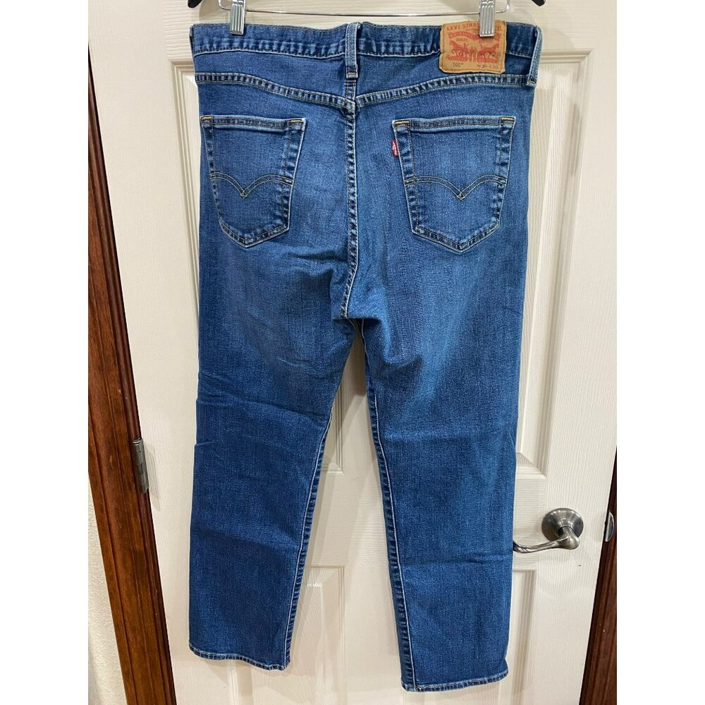 Levis Mens 501 Button-Fly Straight-Leg Jeans W34 L30 Medium Wash Denim - Picture 9 of 10